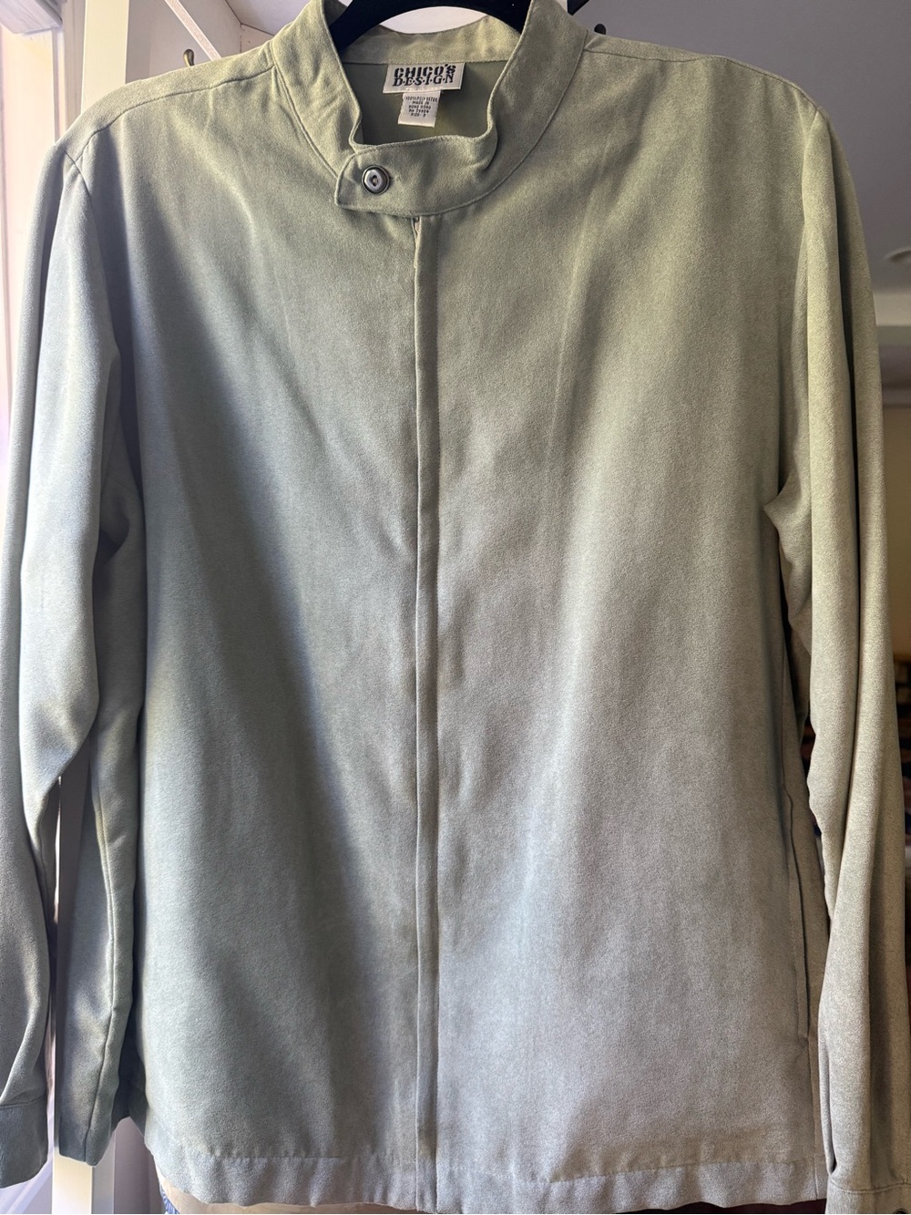 Sage Green Soft Zip Front Mock Neck Jacket